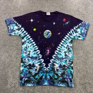 Vintage Liquid Blue Space Galaxy Shirt Mens Large Tie Dye White Tag Planet Earth